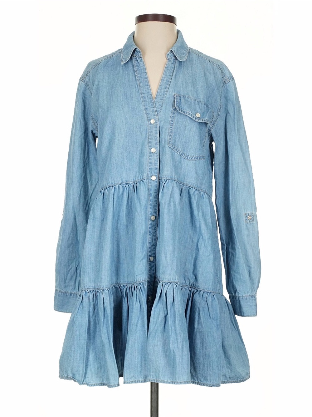 Veronica Beard “Atari” Denim Chambray Tiered Mini Dress - Sz 4 - Picture 7 of 12